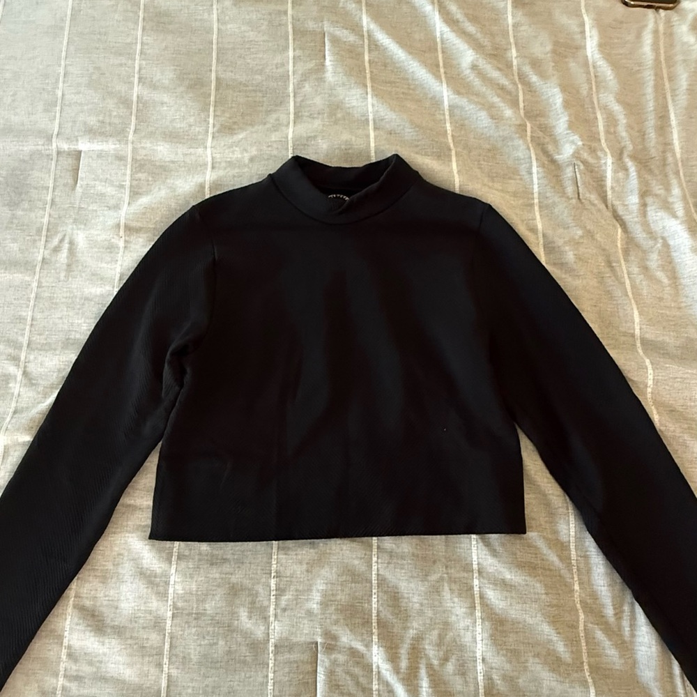 One Step Ahead Black Mock Neck Crop Top